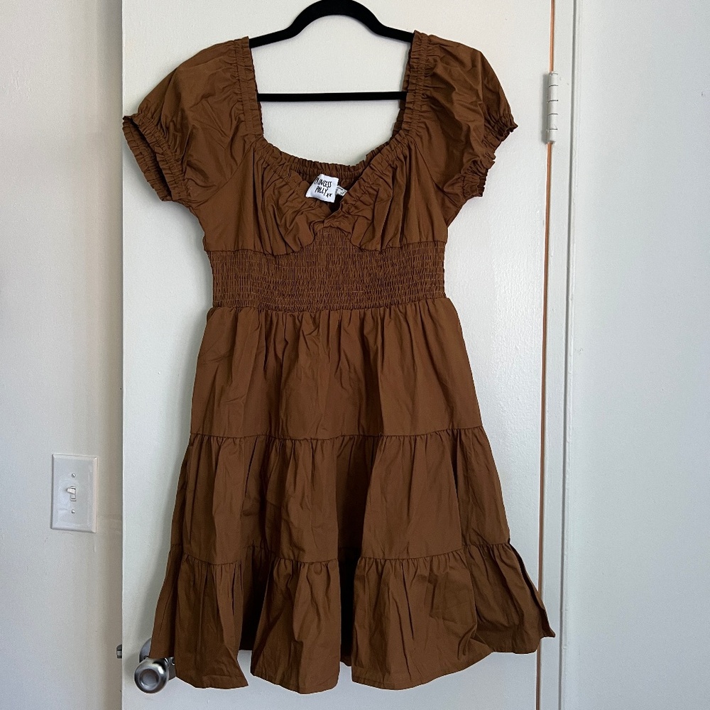 Princess Polly Brown Puff Sleeve Mini Dress